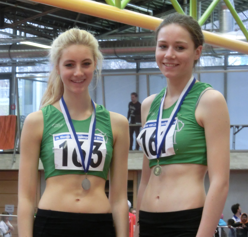 Pia Luckner und Klara Kempter bei den Südbayerischen Hallenmeisterschaften U18 2015.