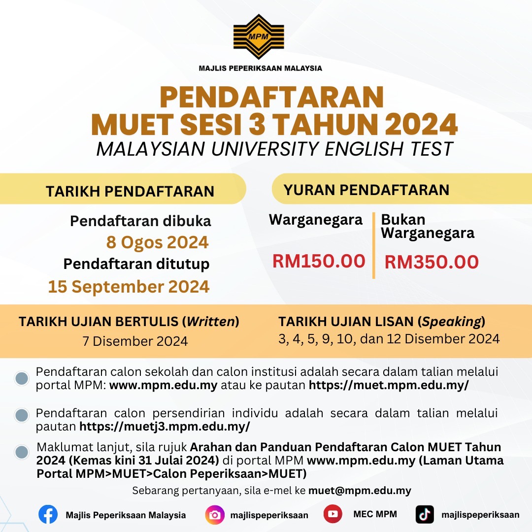 MUET Session 3, 2024