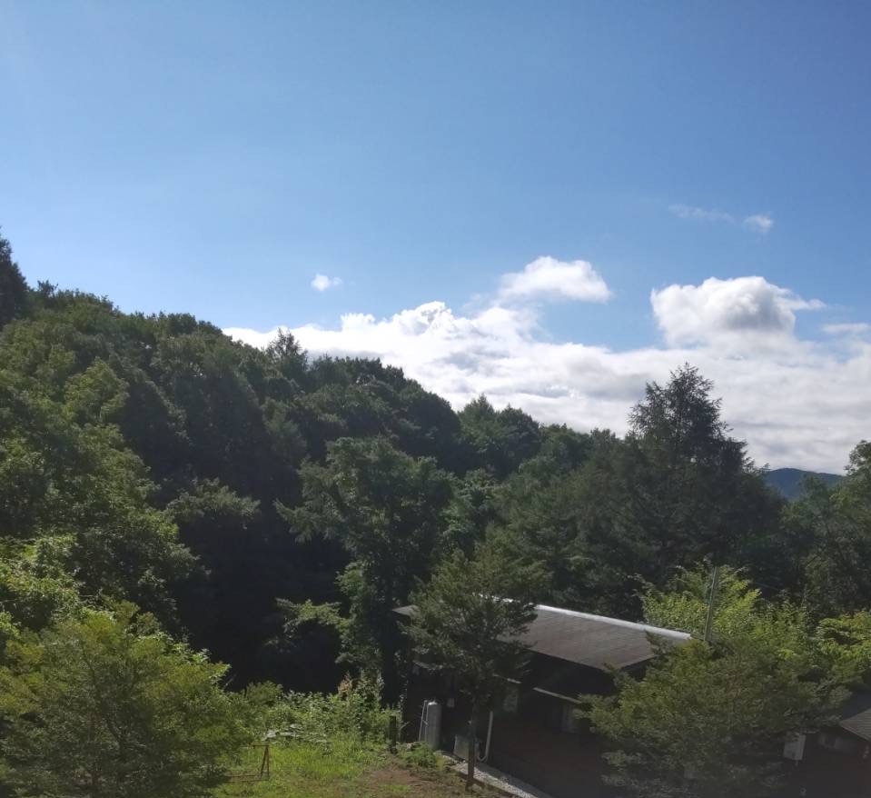 ２階テラスから朝のご挨拶