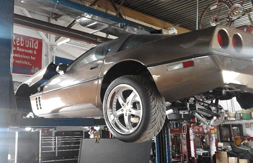 1986 Chevrolet Corvette on vehicle lift