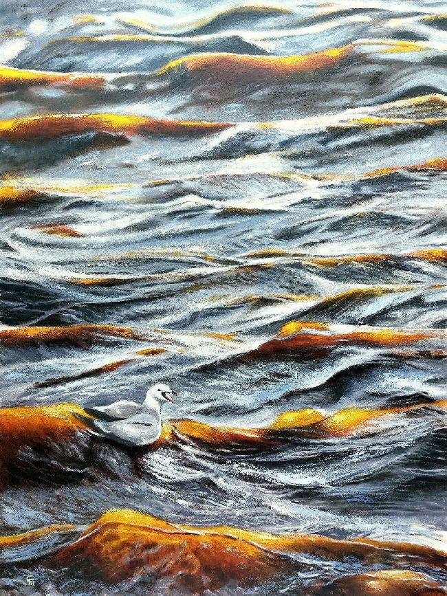 Detalle del óleo “Olas encrespadas en la Albufera” – Joaquín Pardo