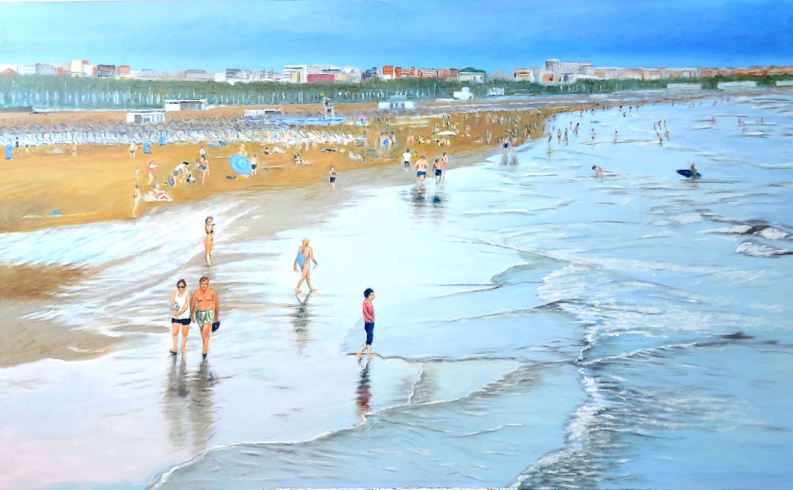 Detalle del óleo “Playa nublada desde la escollera” – Joaquín Pardo