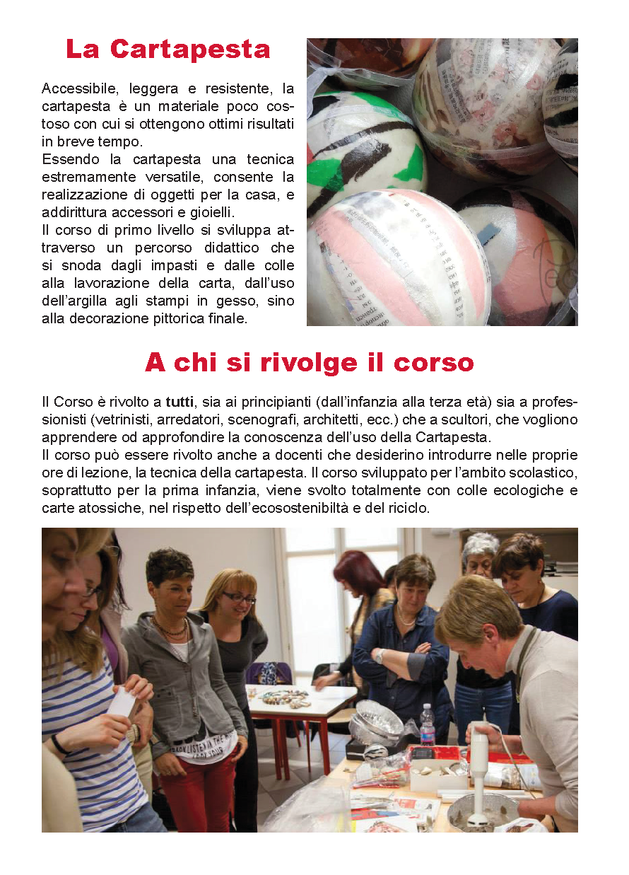 Corso di Cartapesta Artistica  dal 4 Ottobre al 13 Dicembre 2014  