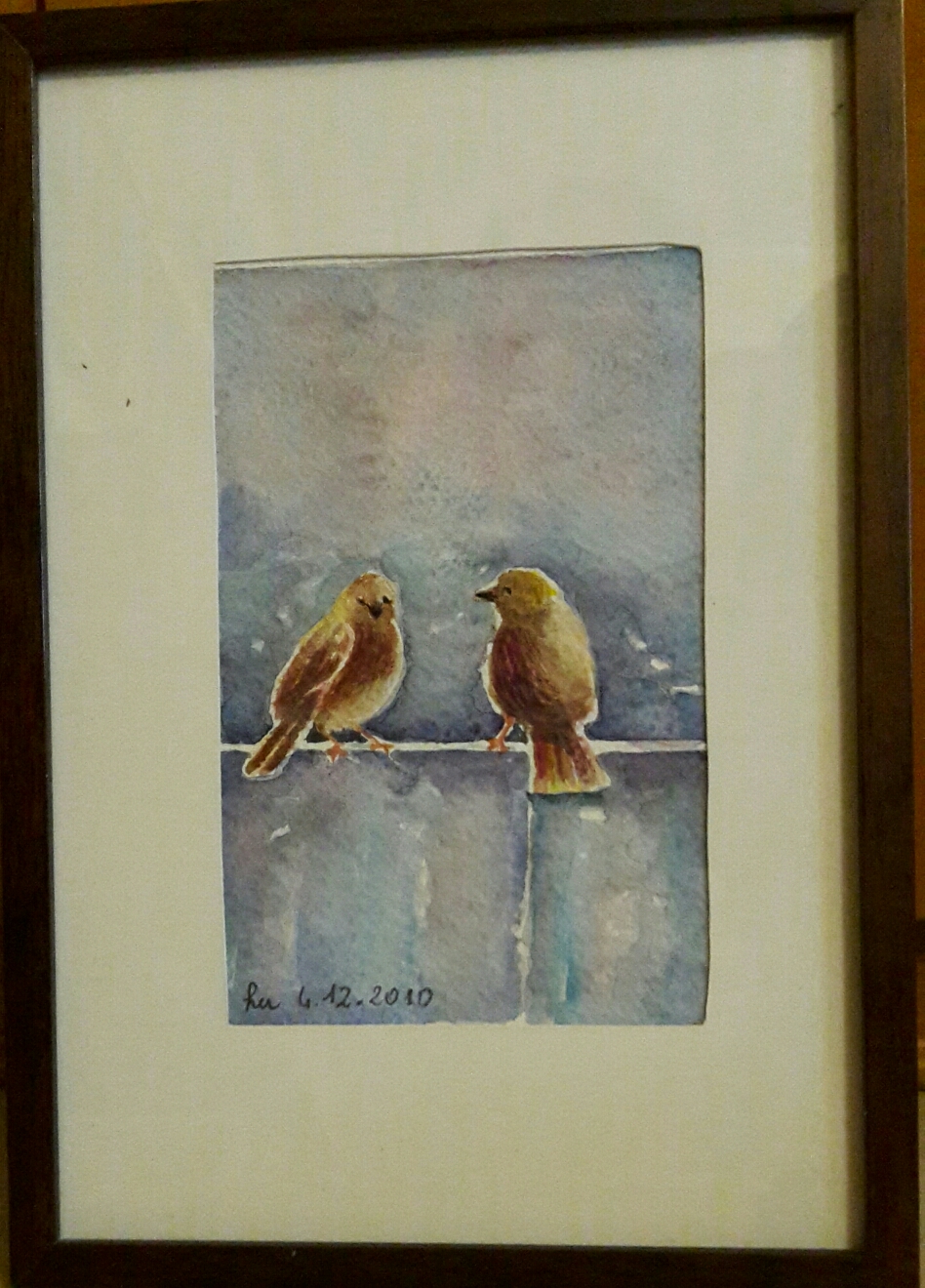 Maria Luisa Berti "uccellini" acquarello 10x15 - non disponibile 
