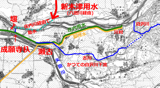 明治26年の旧版地図に加筆, [ウェブで過去の地形図や空中写真を見る]より