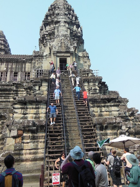 2015 The Stairway to the Third Level of the Temple of Angkor Wat is Quite Steep