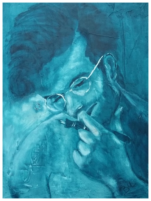 Der Poet. Öl auf Malpappe. 30 x 40 cm. 180 €