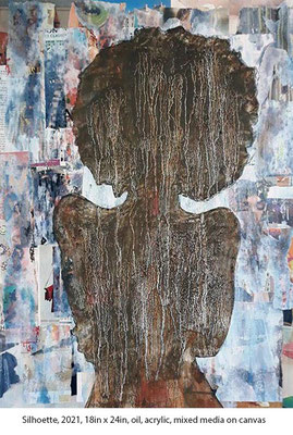 Silhouette, 2021. oil, acrylic, mixed media on canvas 18in x 24in SOLD