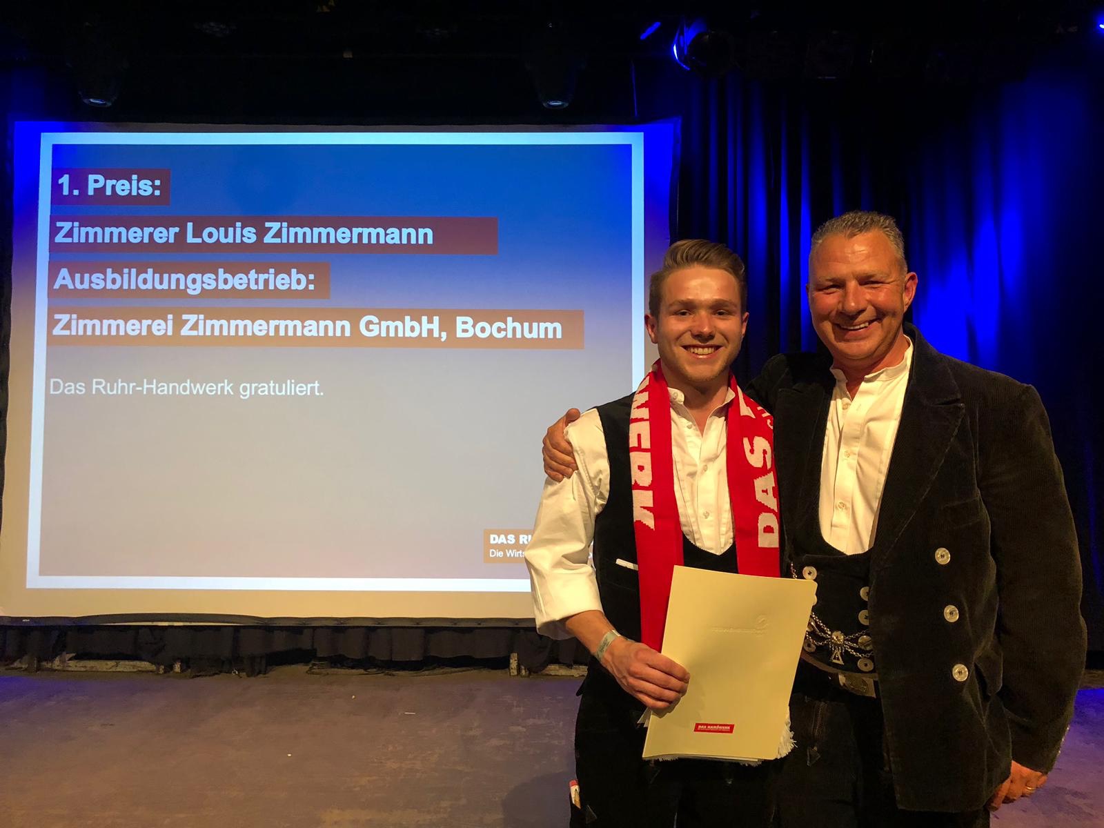 2019 wurde Louis Zimmermann zum Besten Auszubildenen von Bochum ausgezeichnet.