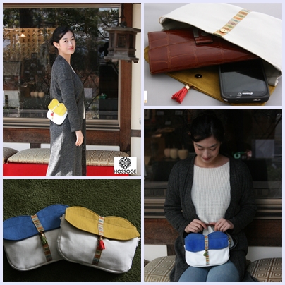 古代しな織りの布ショルダーバック、ポーチ 山形県】関川しな織