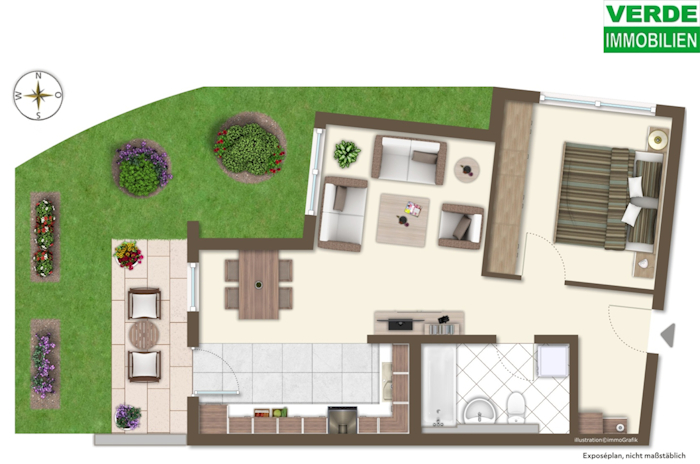 Grundriss 2 Zimmer-Terrassen-ETW
