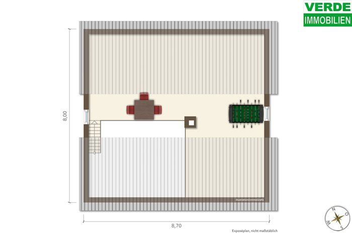 Grundrissplan ausgebautes Dachstudio