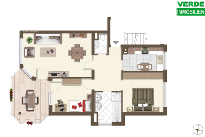 Grundrissplan 3 Zimmer-ETW Pforzheim