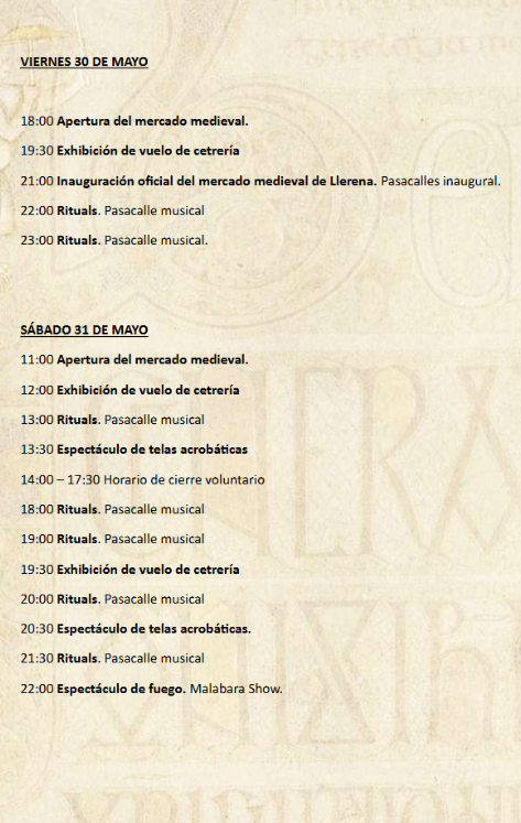 Programa del Mercado Medieval de Llerena