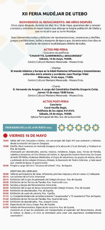 Programa de la Feria Mudejar de Utebo