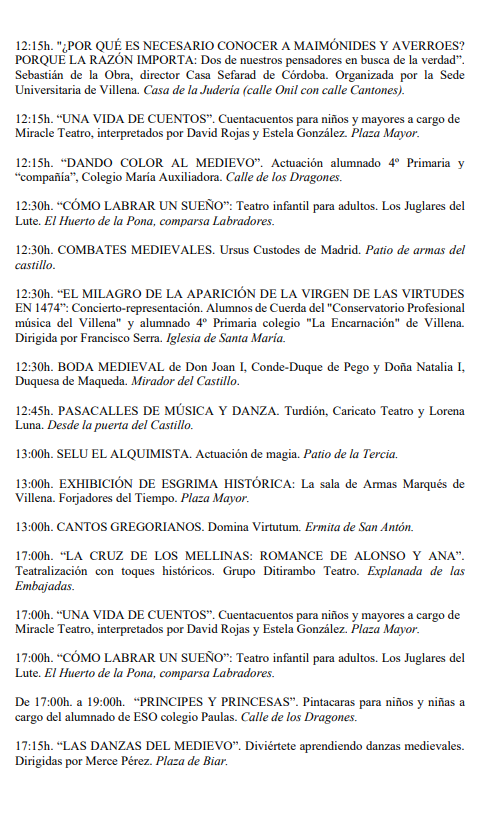 Programa de las Fiestas del Medievo en Villena