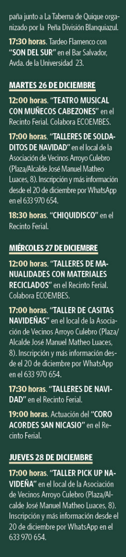 Programa de la Navidad en Leganes