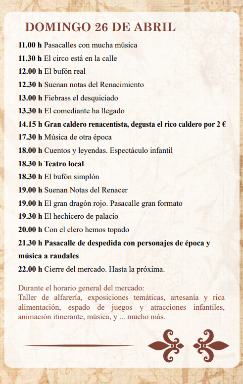 Programa del Mercado Renacentista de Cebolla