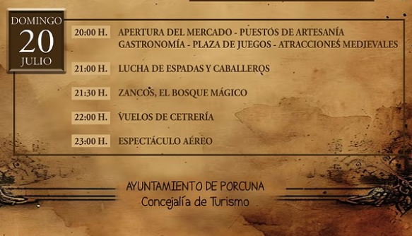 Programa de las fiestas y mercado medievales en Porcuna