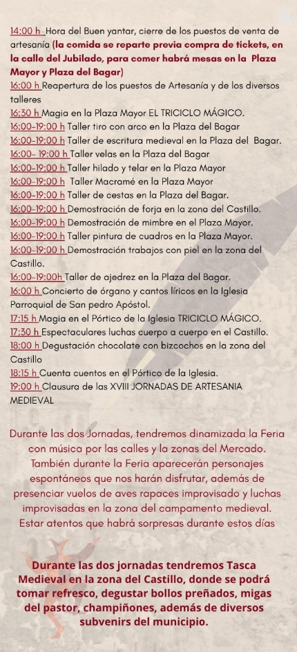 Programa de las Jornadas de Artesania Medieval en Cornago