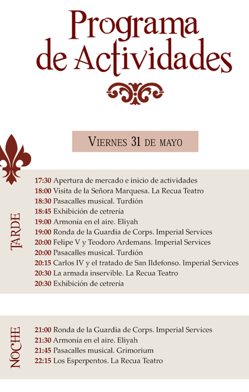 Programa del Mercado Barroco en La Granja de San Ildefonso
