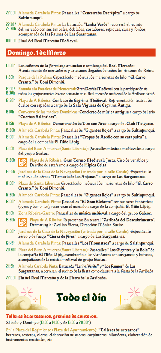 Programa de la Festa da Arribada en Baiona
