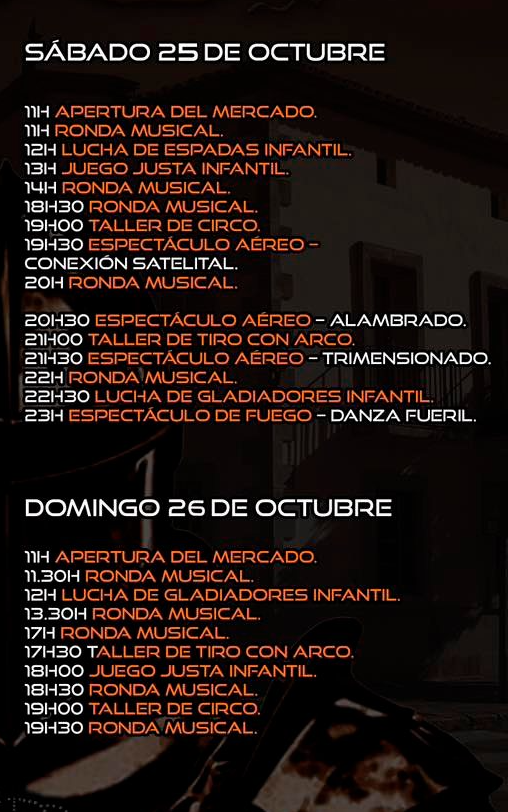 Horarios del Mercado Medieval de Guadalcacin