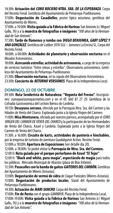 Programa de la Feria del Lechon Iberico de Cardeña