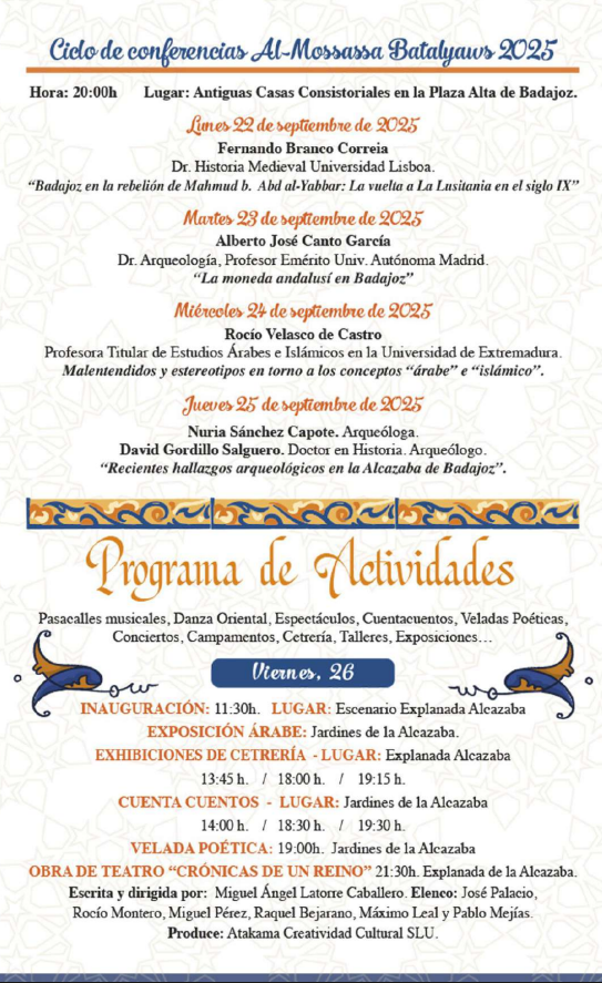 Programa del Al-Massassa y Mercado Arabe en Badajoz