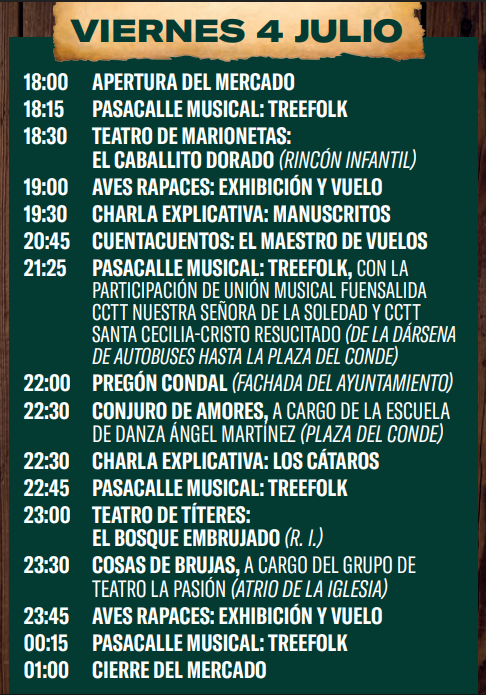 Programa de las Jornadas Condales en Fuensalida