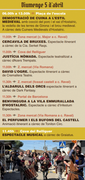 Programa de la Fira Medieval d Hostalric