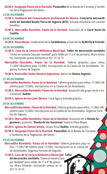 Programa de la Navidad en Segovia