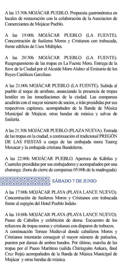 Programa de Moros y Cristianos de Mojacar y Mercado Medieval