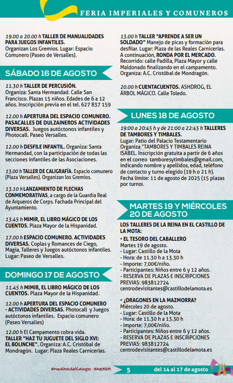 Programa de la Semana Renacentista de Medina del Campo