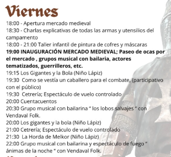 Programa del Mercado Medieval de Sant Mateu en Castellon