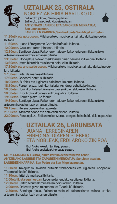 Programa de la Semana Medieval en Estella Lizarra