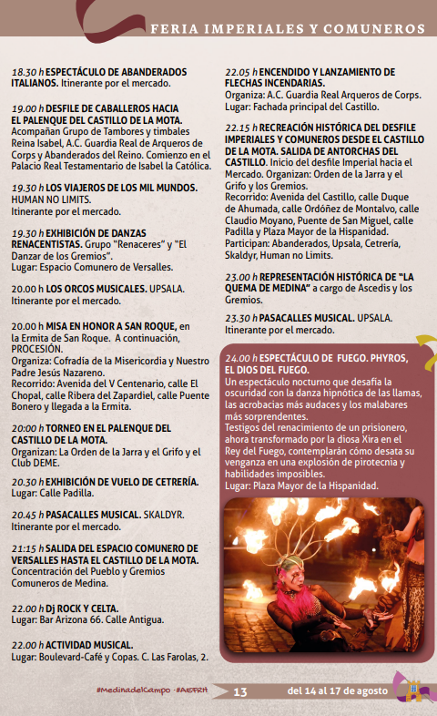 Programa de la Semana Renacentista de Medina del Campo