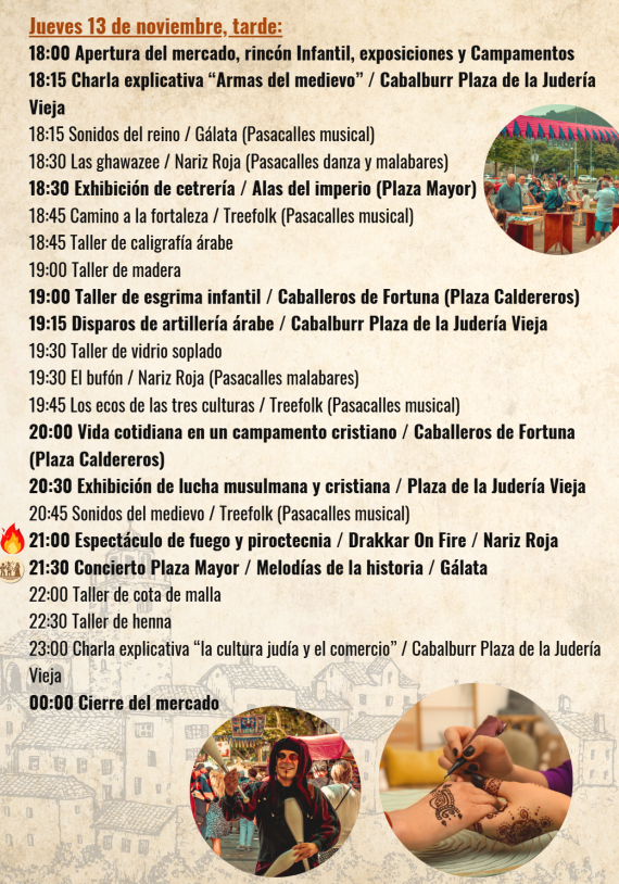 Programa del Mercado Medieval de las Tres Culturas en Caceres