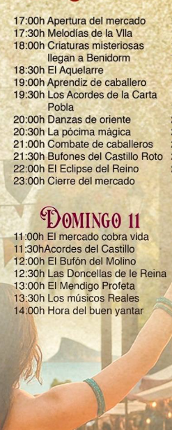 Programa del Mercado Medieval de Benidorm
