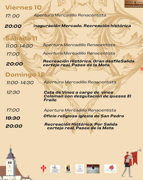 Programa del Mercado y Semana Renacentista de Pedro Muñoz