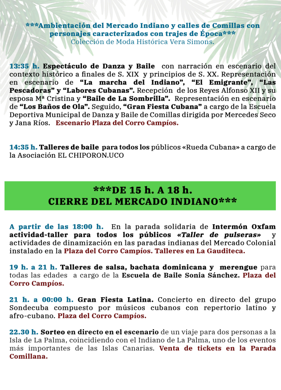 Programa del Dia del Indiano en Comillas