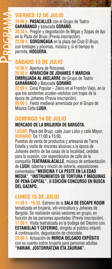 Programa de la Semana de la Brujeria de Bargota