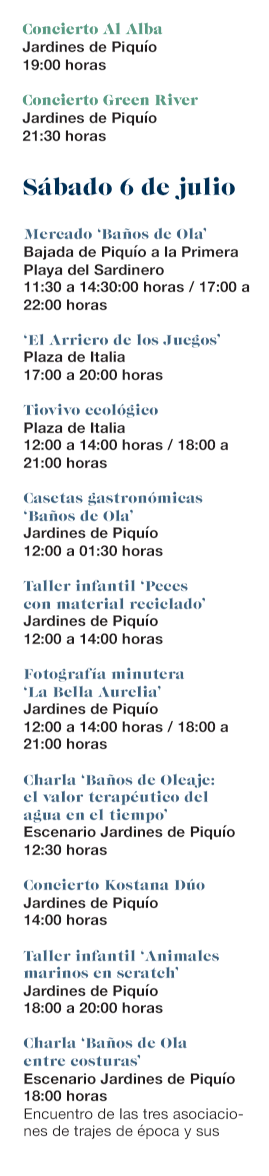 Programa de los Baños de Ola en Santander