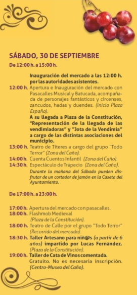 Programa de la Feria del Vino de Montearagon