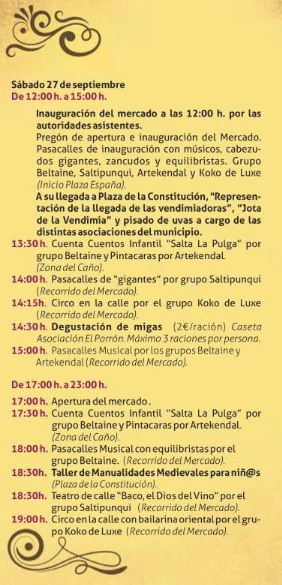 Programa de la Feria del Vino de Montearagon
