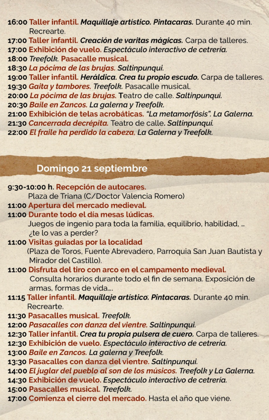 Programa de las Jornadas Medievales en El Castillo de las Guardas
