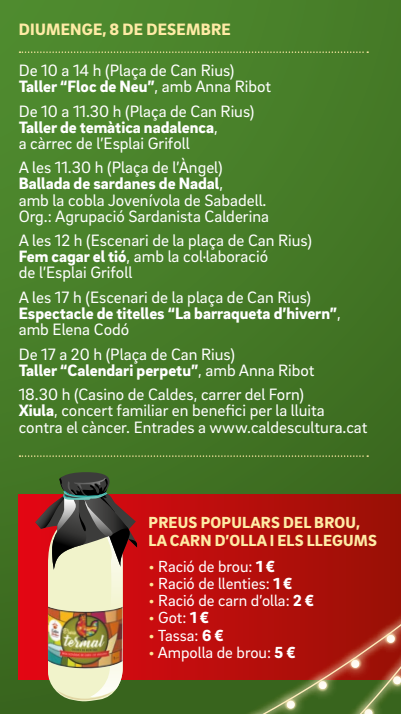 Programa del Mercat de Nadal de Caldes de Montbui