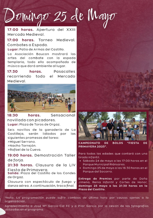 Programa de la Fiesta de la Primavera en Orgaz