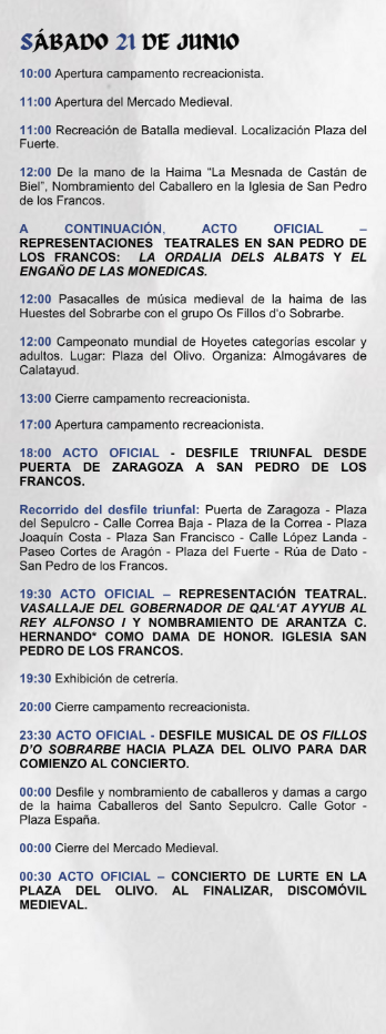 Programacion de las Alfonsadas en Calatayud