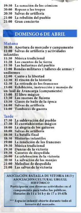Programa del Mercado Napoleónico de Vitoria Gasteiz